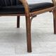 1970s, Danish armchair, rattan, black artificial leather.