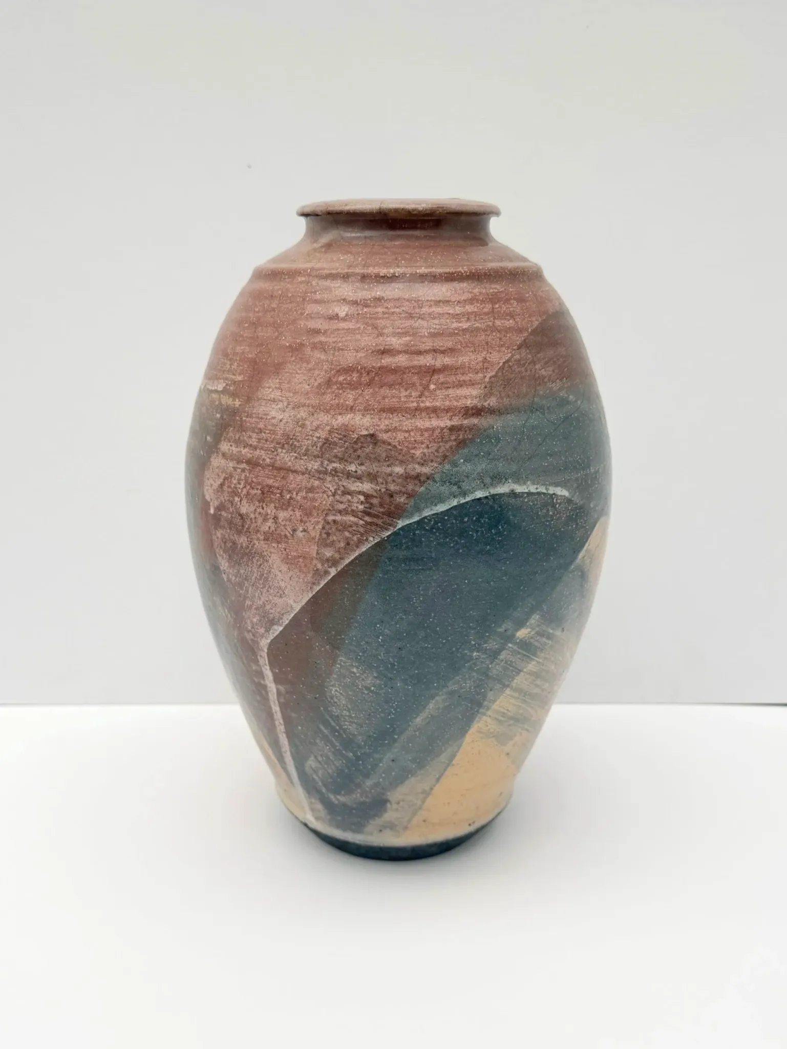 Signed Raku ceramic vase, 1990