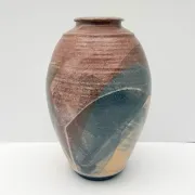 Signed Raku ceramic vase, 1990