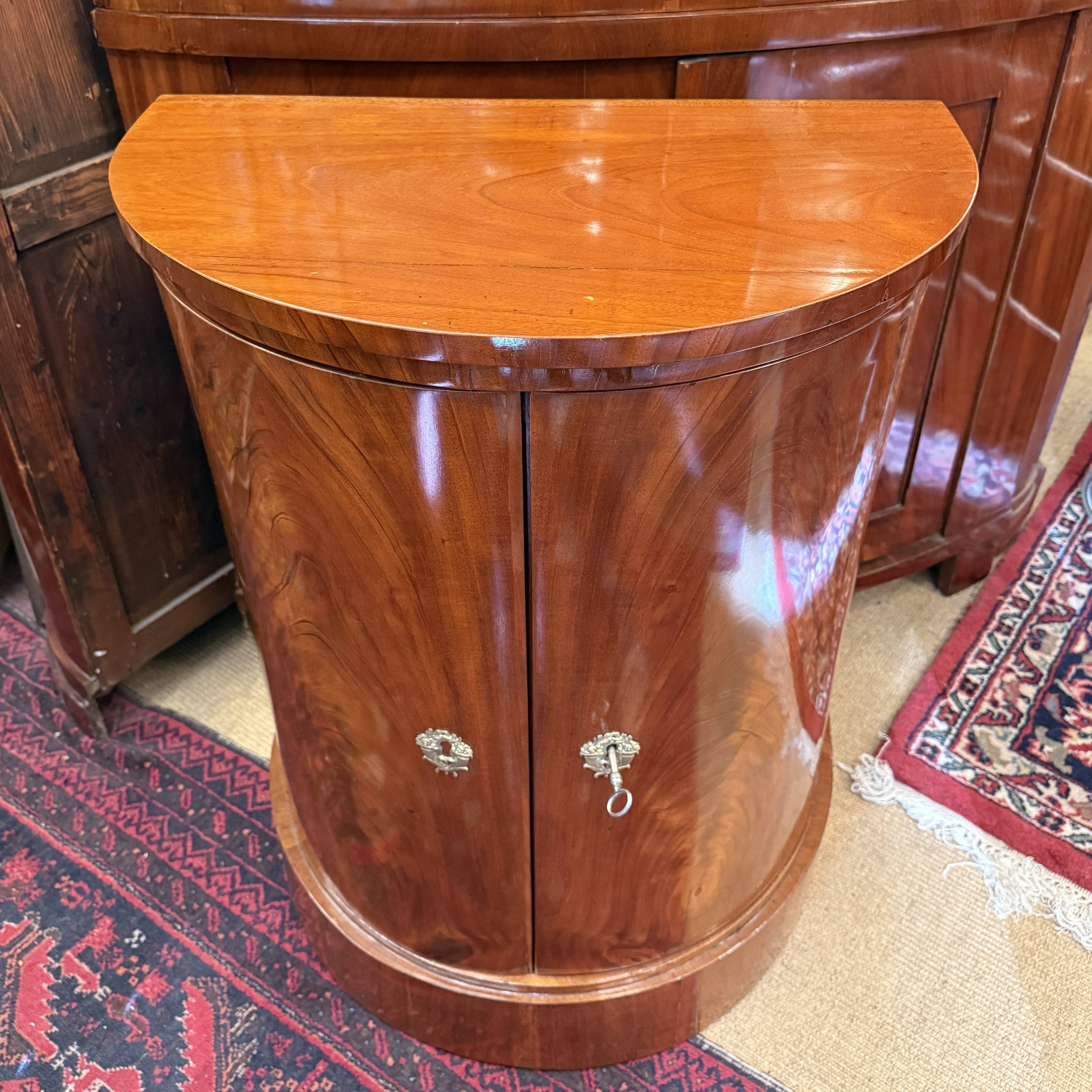 Antique Biedermeier Demi-Lune Mahogany Cabinet 1820