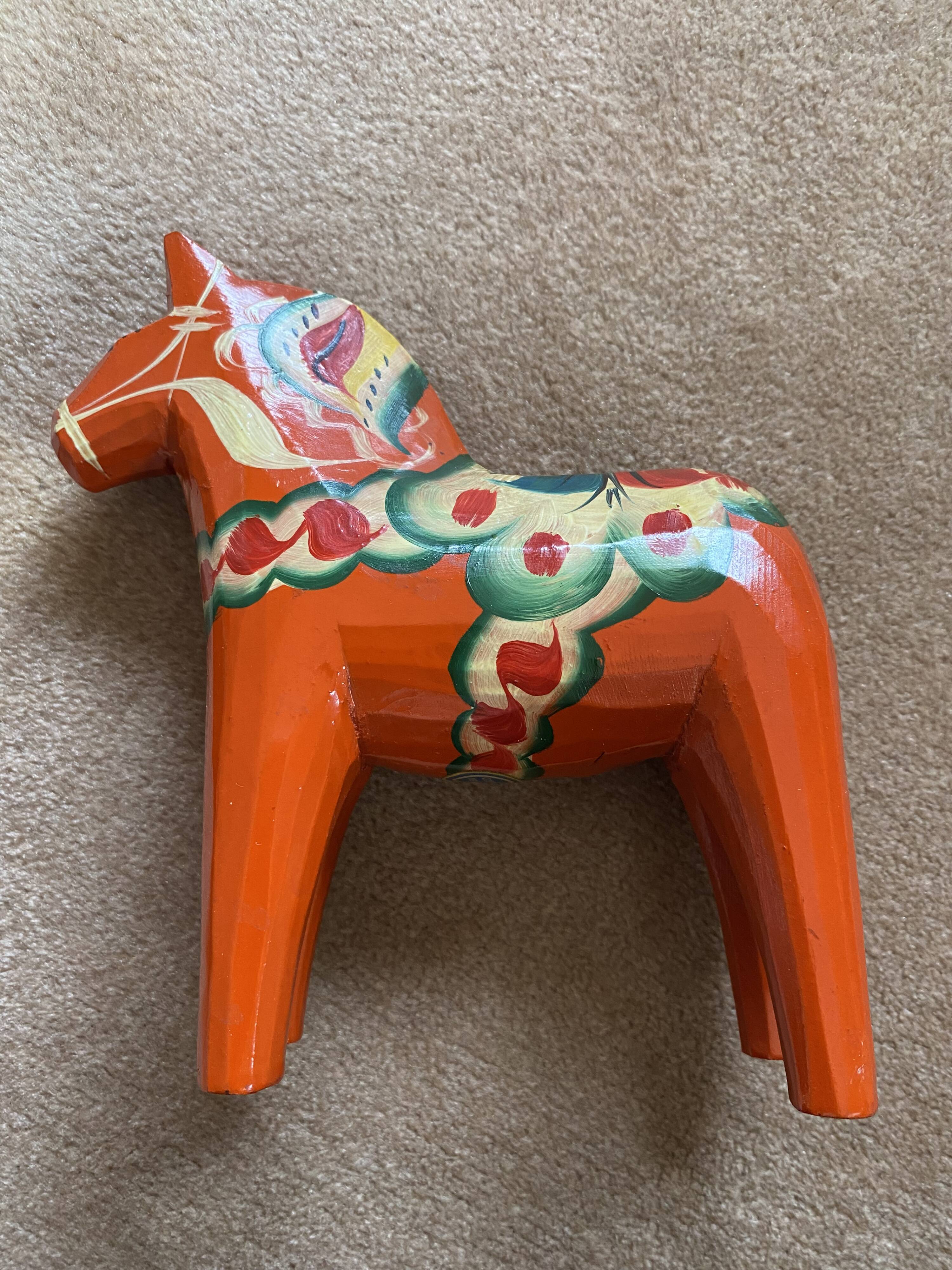 Dalarna horses 60s Swedish crafts (set of 2)