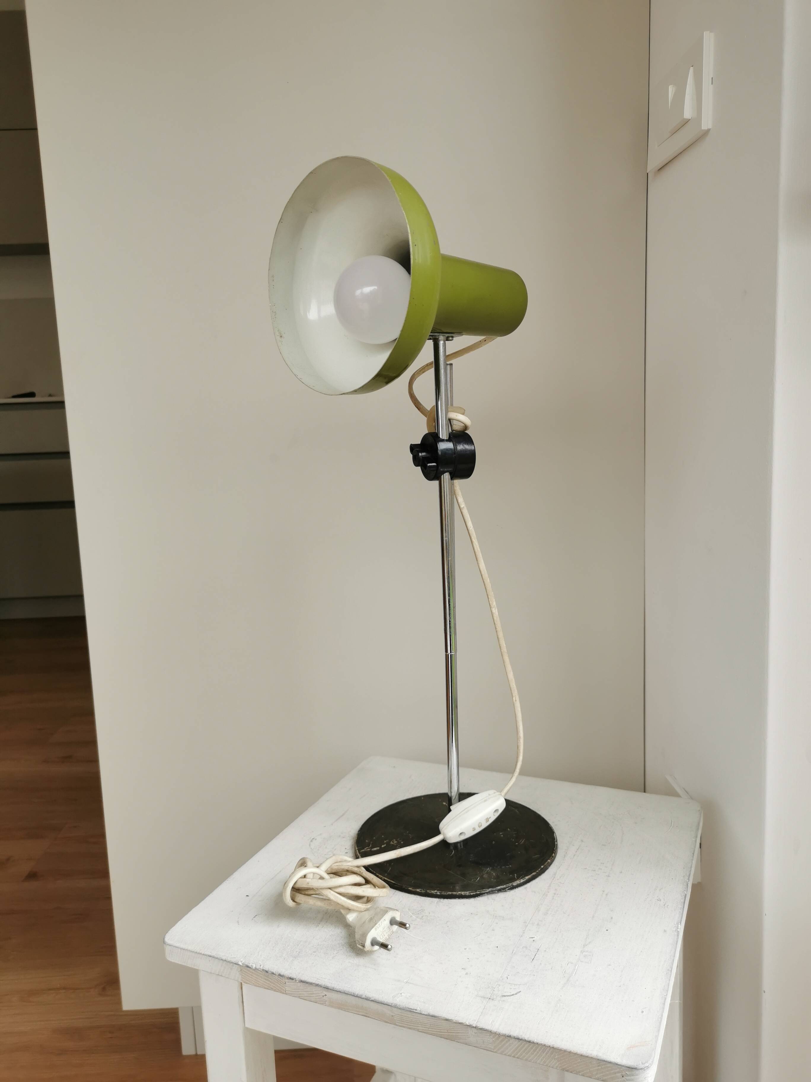 Vintage Olive Green Table Lamp, Adjustable Retro Desk Light