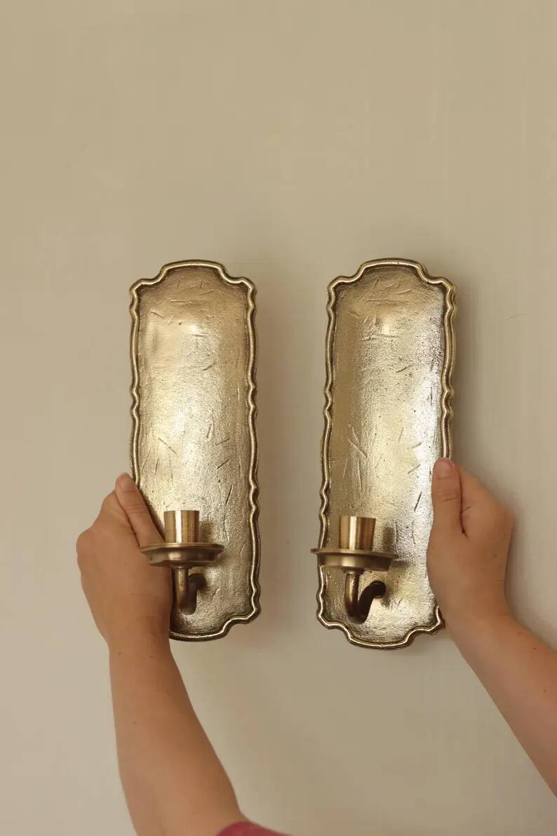 Pair of Swedish Mid-Century Brass Wall Sconces by Scandia
