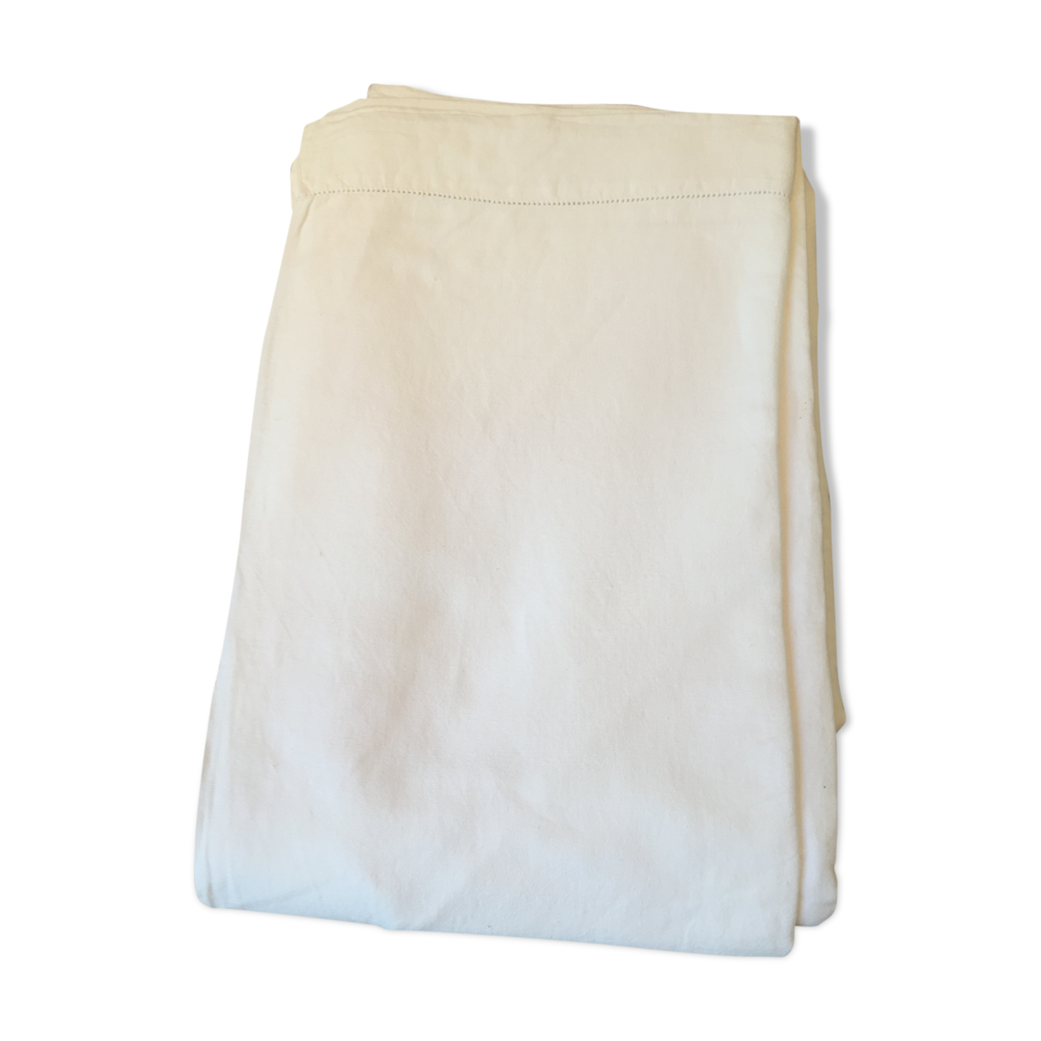 Drap ancien coton et lin 2.70x2.1m broderie