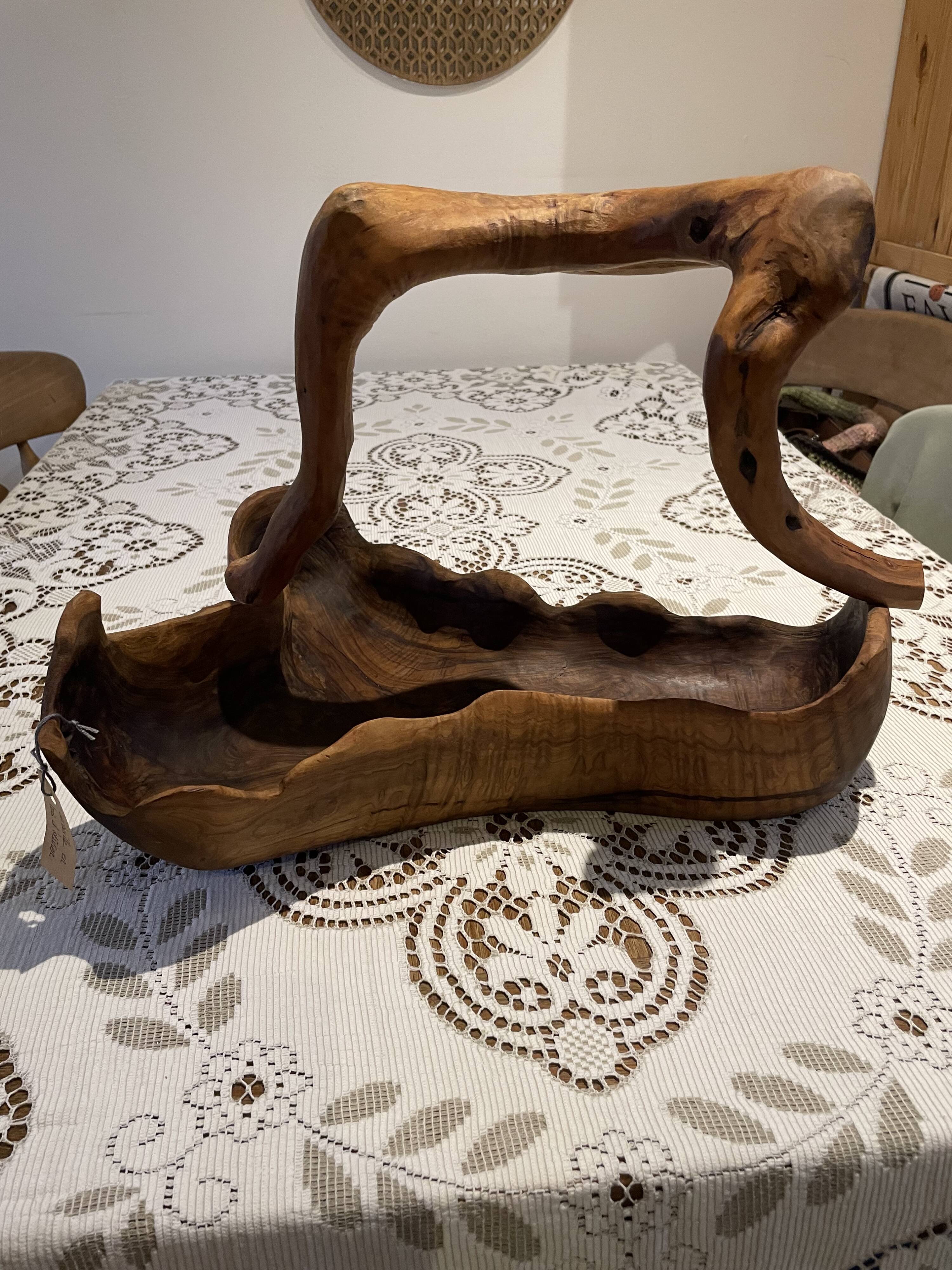 Fruit basket - olive wood - unique piece