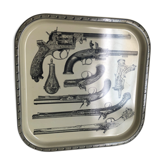 Metal tray guns design Piero Fornasetti vintage 1960 - 33 x 33 cm