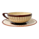 Vintage Longchamp Cup with Saucer – Cream and Brown Checkered Earthenware