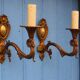 Vintage rams head French Bronze Wall Sconces wall lights C1930s Pair