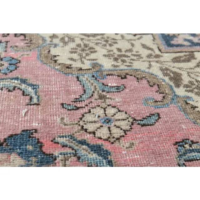 1970s vintage Persian handmade wool cotton pink oversized area rug  223x313