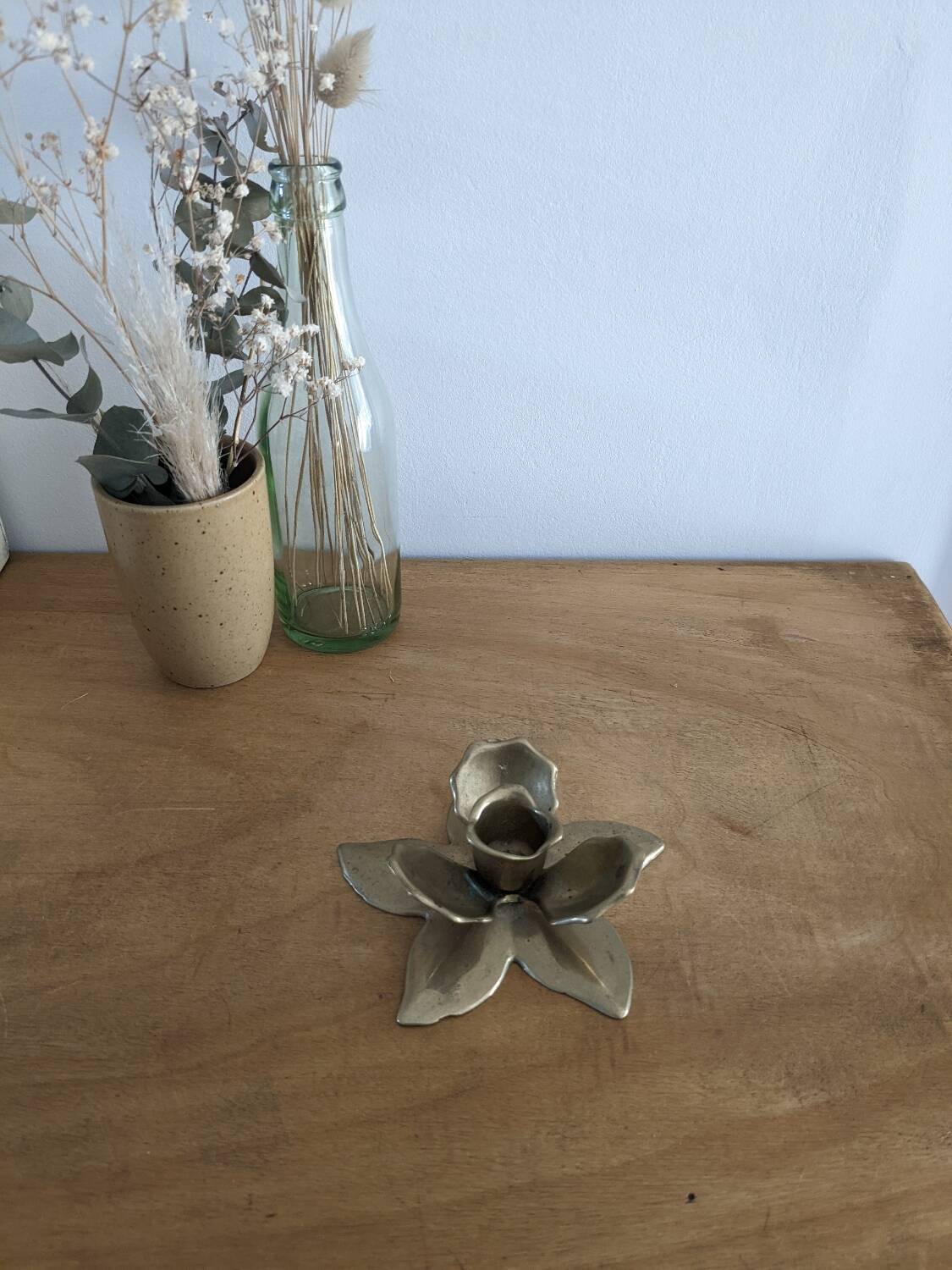 Brass lotus candle holder