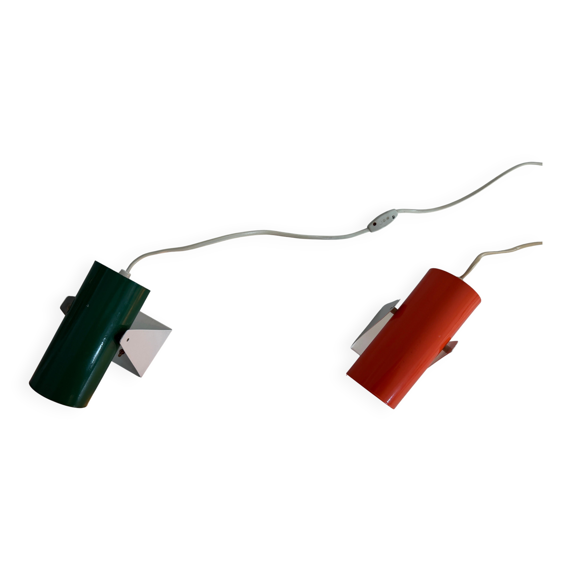 Pair of table lamps or wall lights in metal by Greene & Greene, 1970s, Germany.