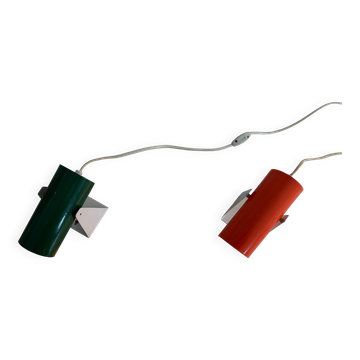 Pair of table lamps or wall lights in metal by Greene & Greene, 1970s, Germany.