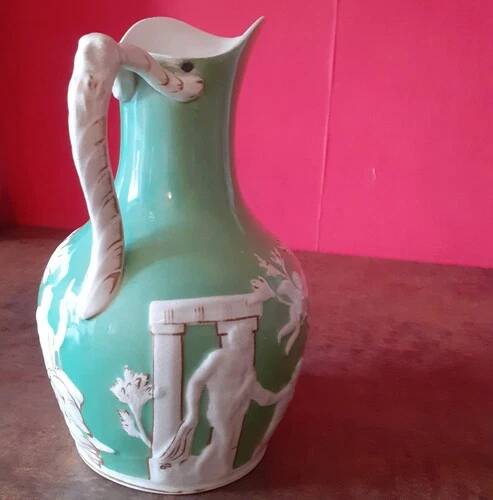 Green ceramic jug