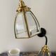 Pair of vintage glass and brass sconces electrified to nine