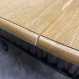 Elegant extendable oak table and black legs, 6/16 covers