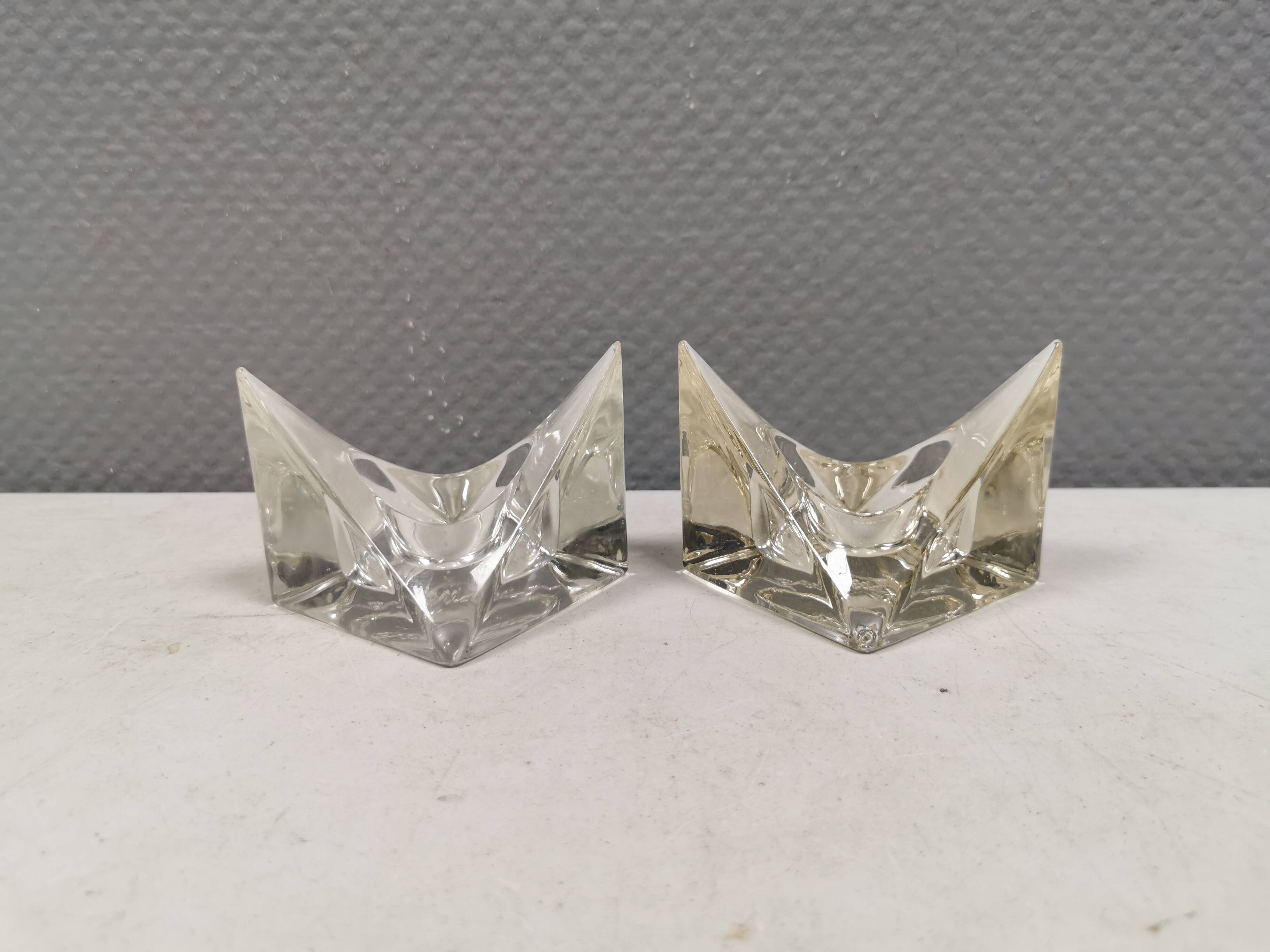 A pair of beautiful vintage glass candlesticks/vases from Prelz 1990s