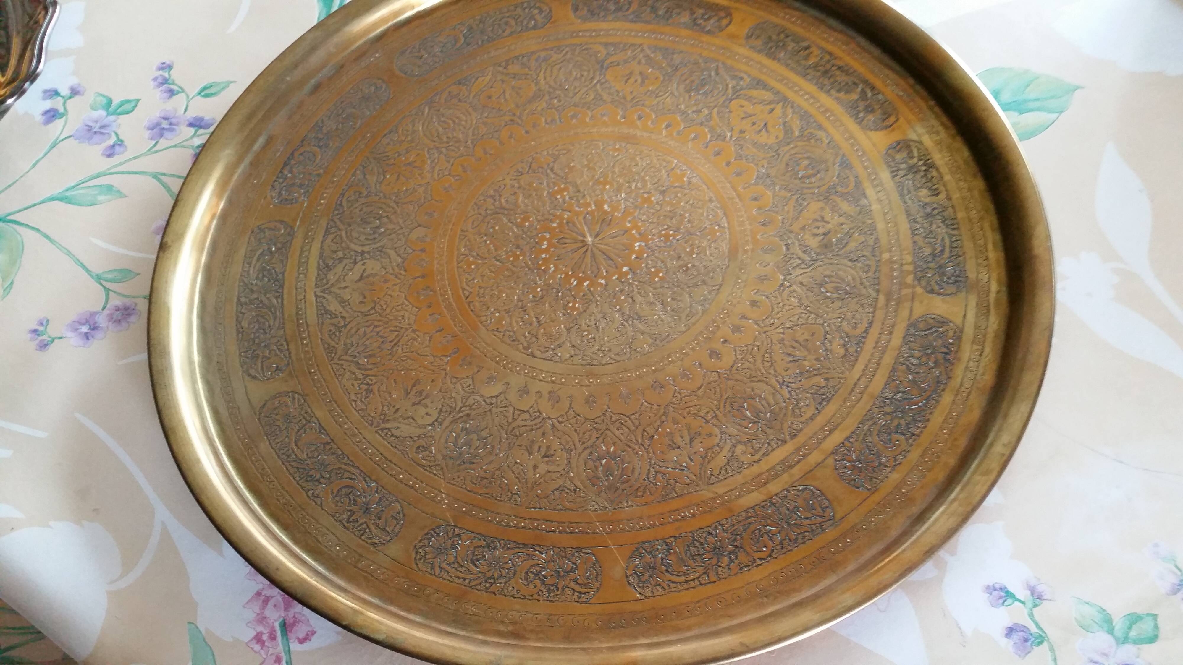 Oriental brass tray