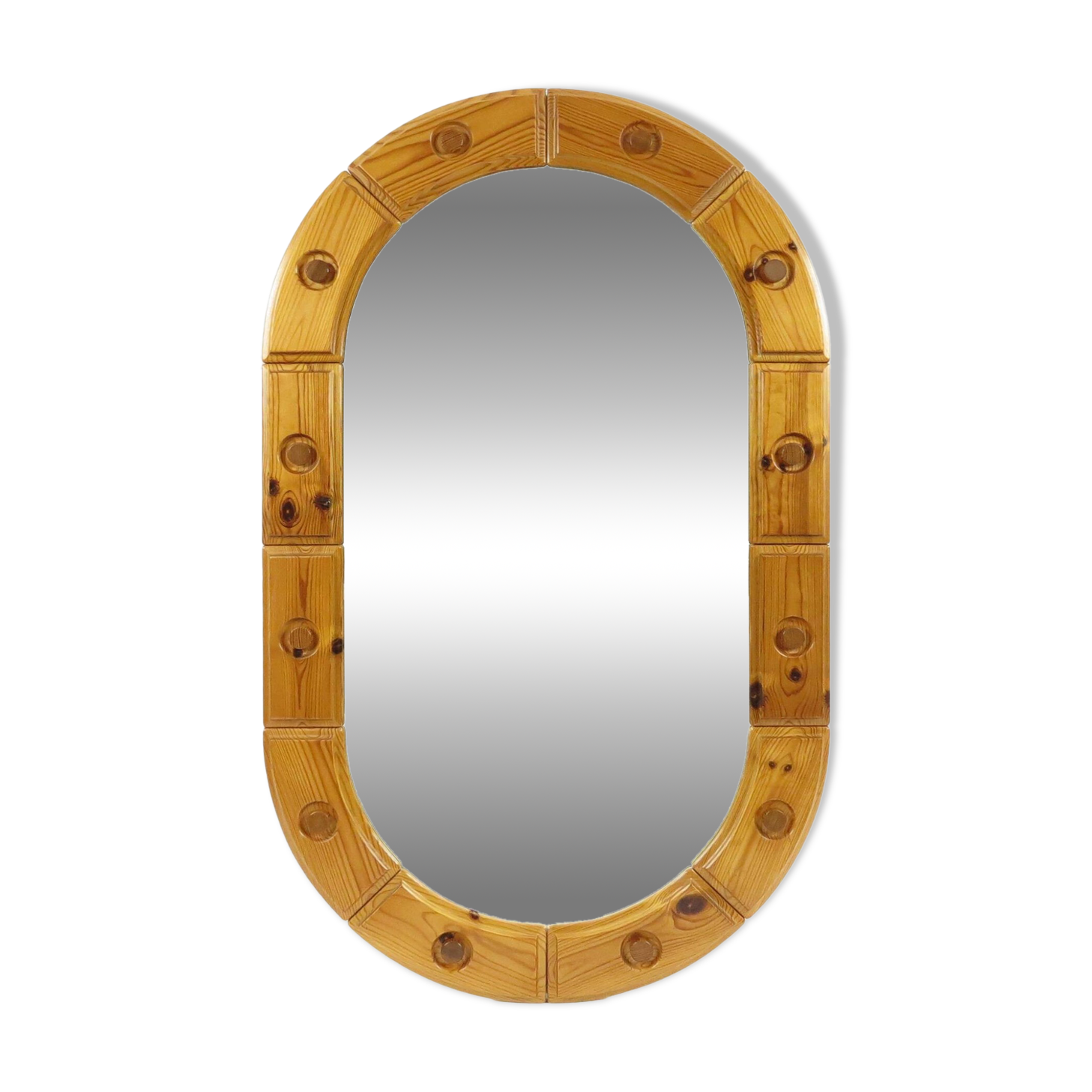 Miroir suédois en pin, années 1970