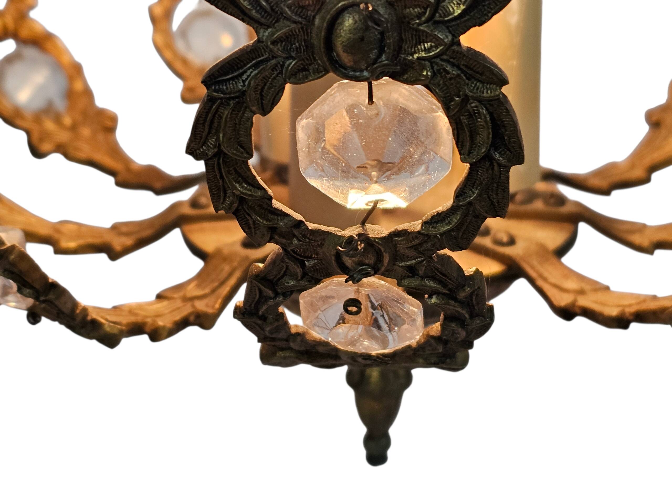 Palwa Palma & Walter style - Hollywood Regency style - brass - facet-cut gl