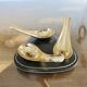 Black leather piped pipe holder with brass, Tremblay edition, Paris