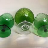 Trio of green glass vases Empoli Italy