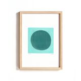 Abstract painting on paper - moon - painting signed eawy