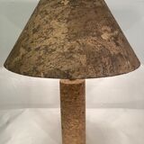 Lampe de table italienne en liège et laiton du milieu du siècle
