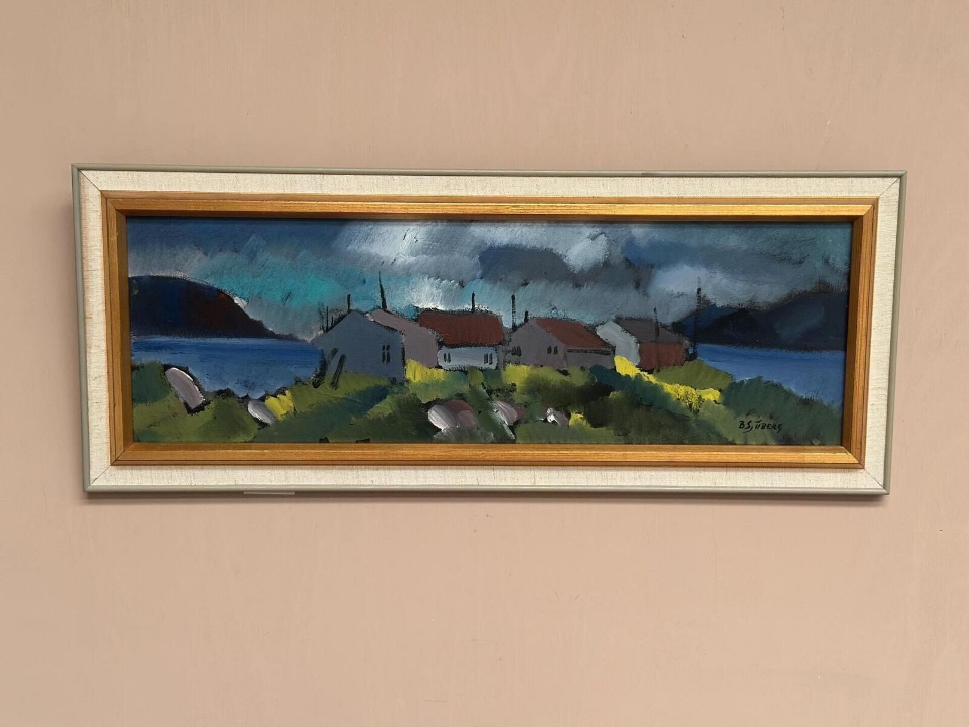 Original Swedish Oil On Panel – “Huts” By Bo Sjööberg