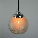 Mid-Century Italian Chrome and Mid-Century ItalianMurano Glass Pendant Lamp