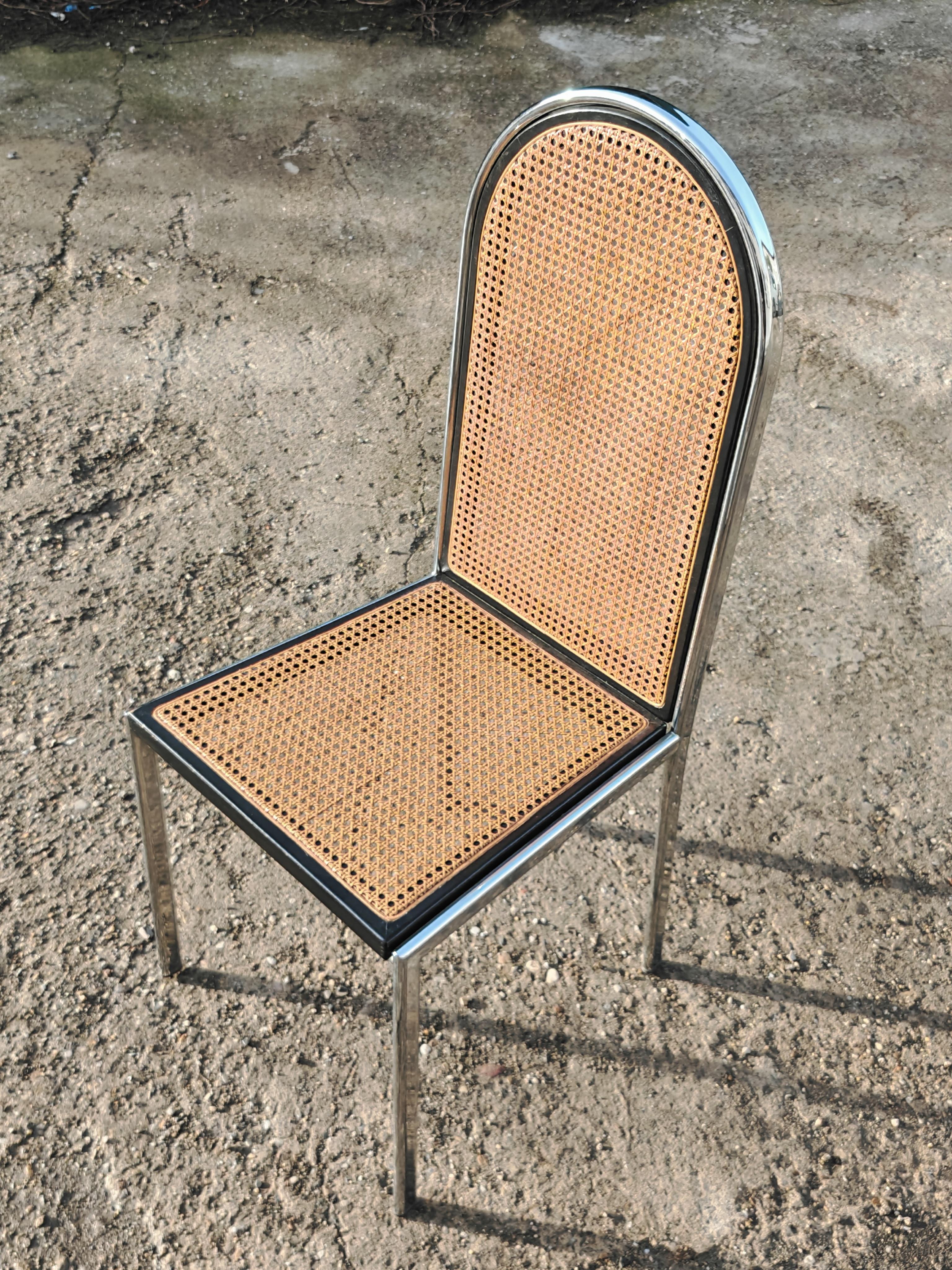 Chaises Bauhaus en hêtre et acier avec assises en cannage
