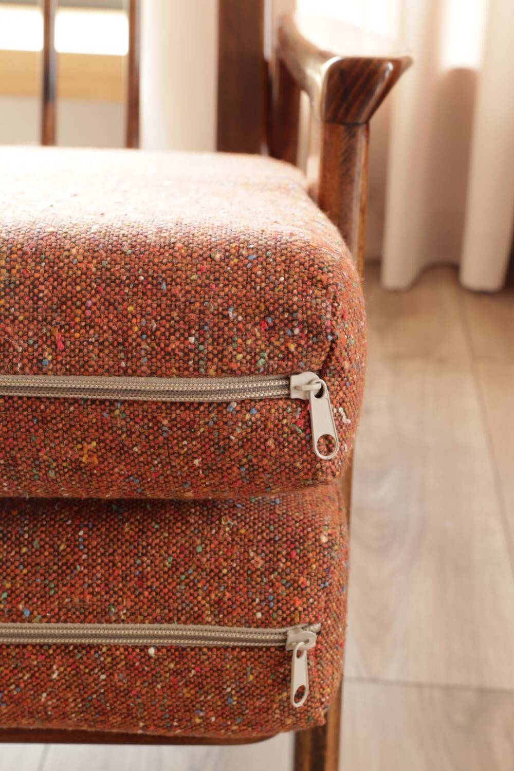 Vintage rust bronze armchair Scandinavian design 1960