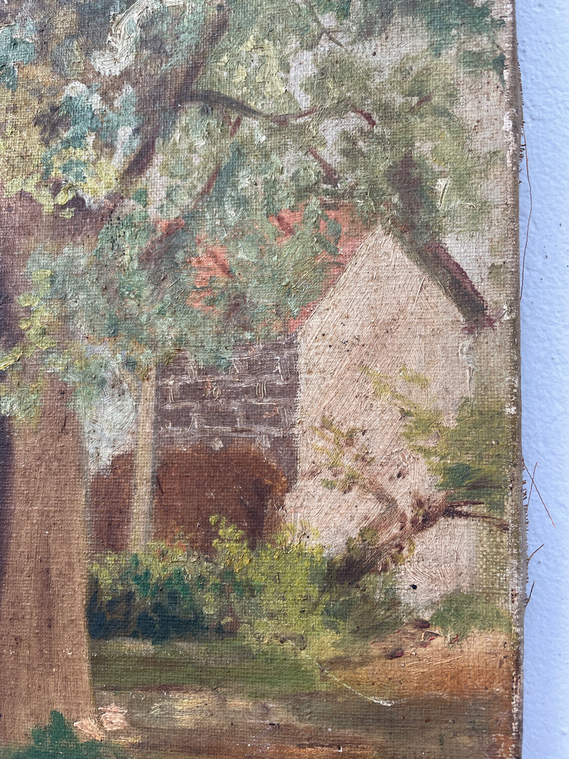 Painting of a countryside landscape in oil on canvas.