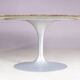 1970s XL oval Tulip table with brown marble top and matte silver oval base / Eero Saarinen / Knoll, USA