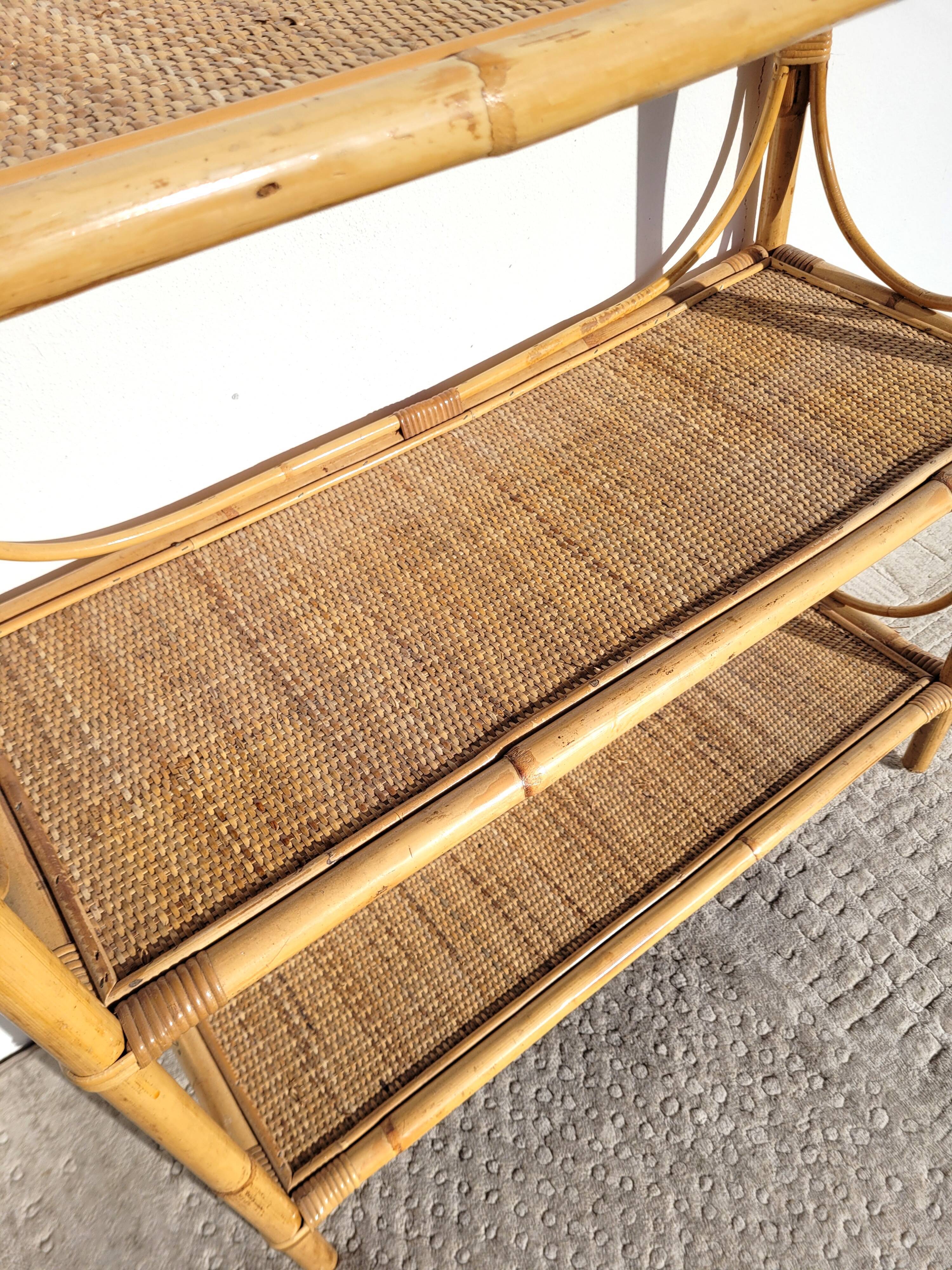 Library cabinet rattan shelf 1960