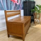 Vintage Trunk Bench with Backrest