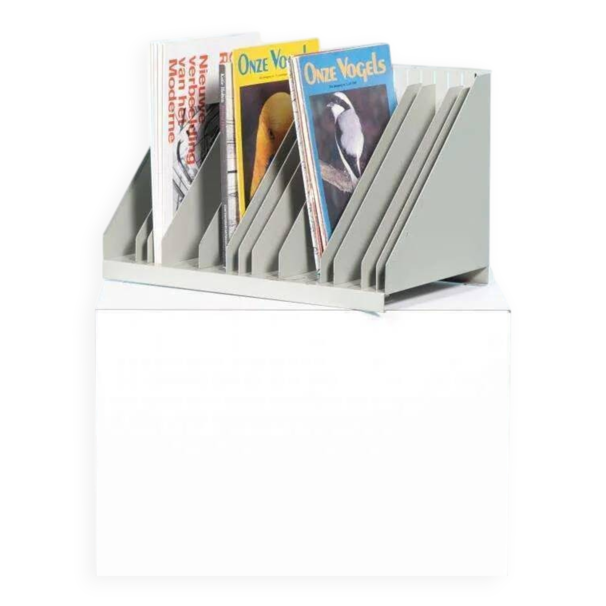 Vintage 1960s metal magazine rack, storage for single LPs.