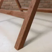 Folding oak magazine rack with slats – vintage magazine stand, mid-20th c.