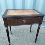 Pair of bedside tables side tables old leather top style louis xvi