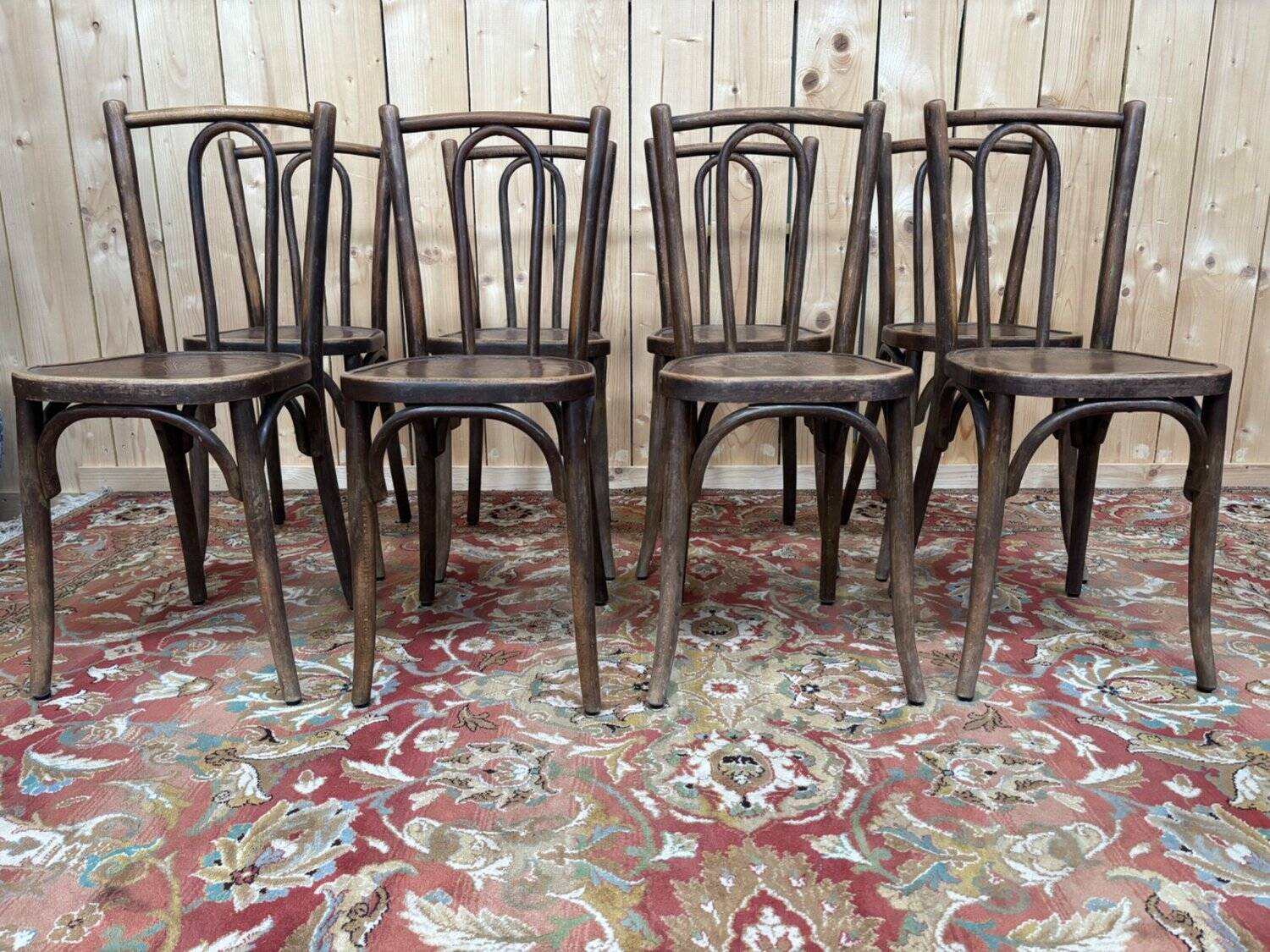 8 Bistro Chairs Baumann Curved Wood Art Nouveau – Early 20th Century