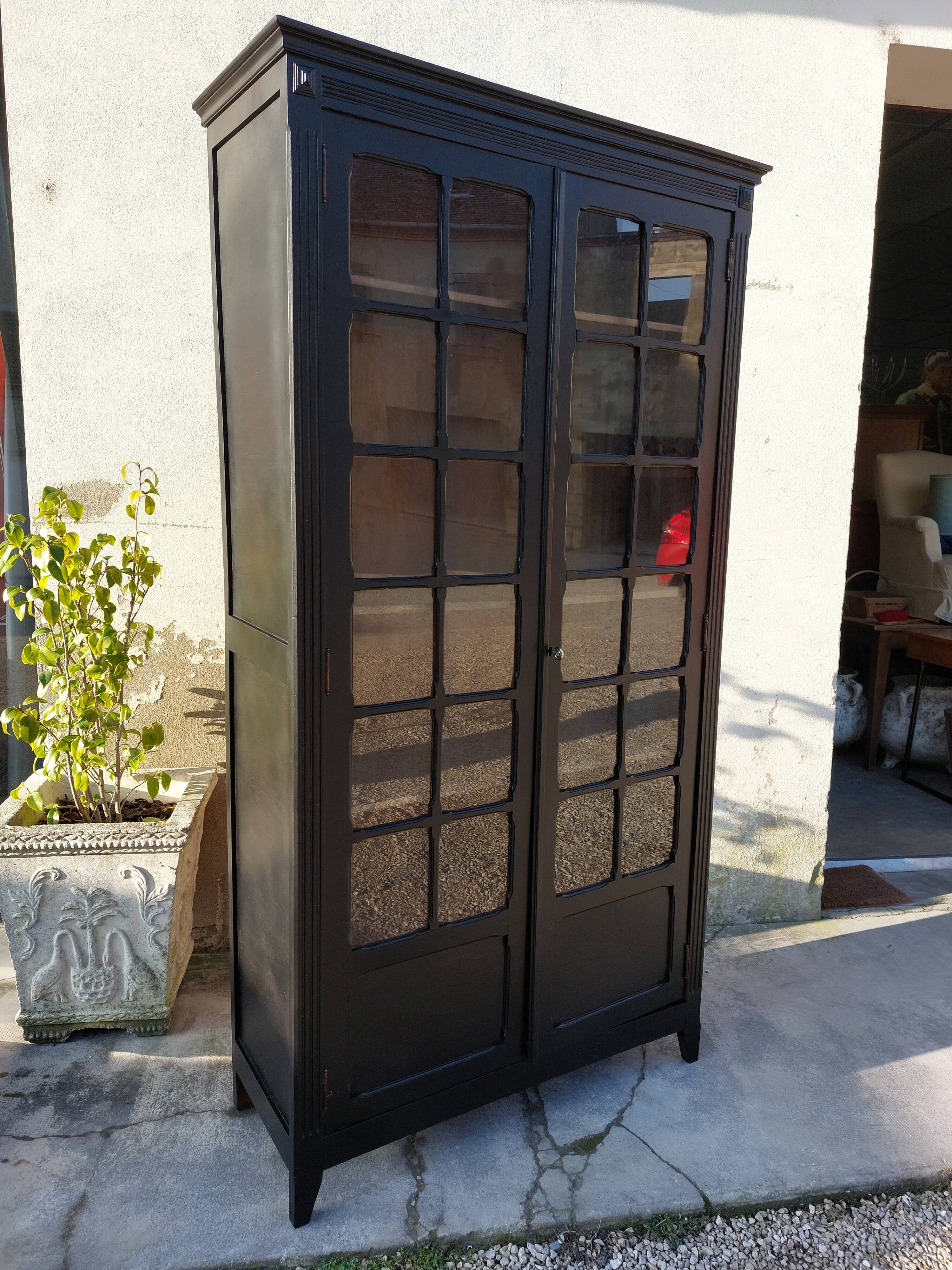 Parisian antique black patinated showcase