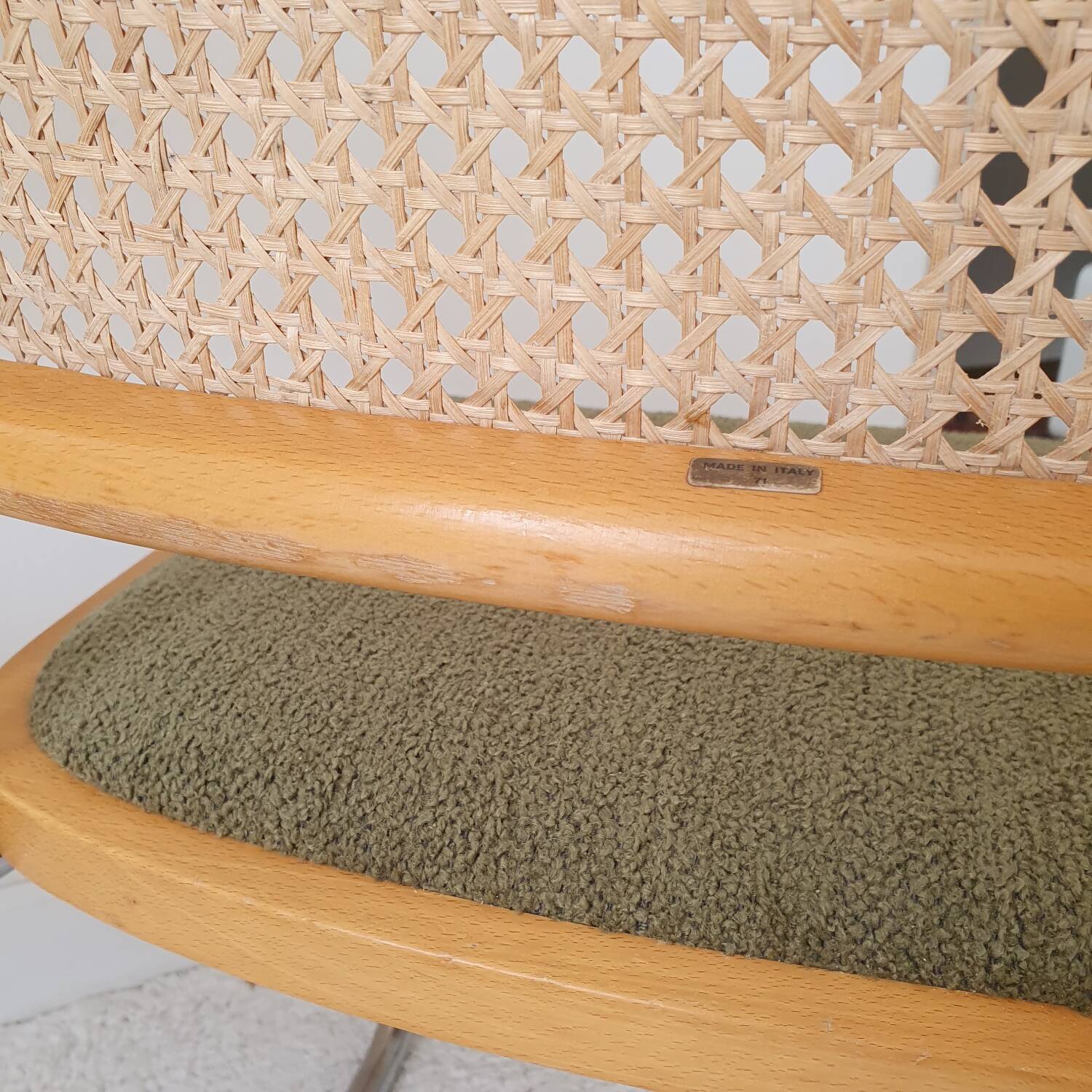 Pair of Marcel Breuer cane and fabric chairs