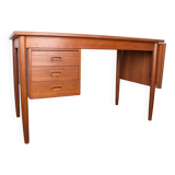 Swedish extendable teak desk, sliding unit and folding extension 1960.