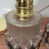 Pair of vintage faceted glass pendant lights