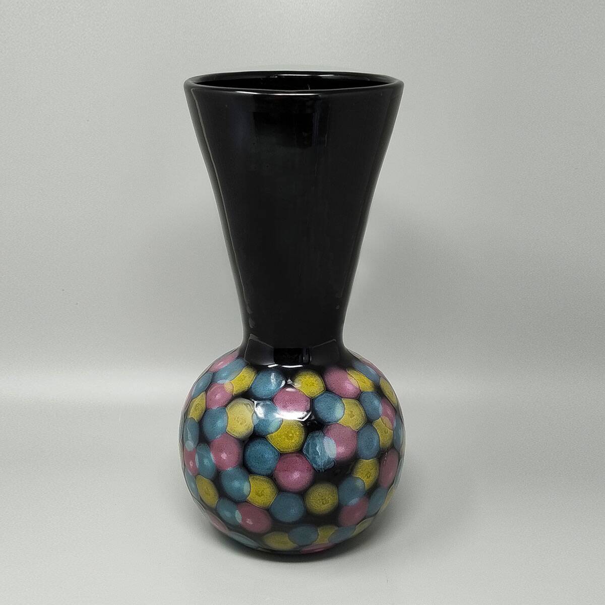 1980s Exquisited Handcrafted Polychrome Vase in Ceramic by Bizzirri. Made i