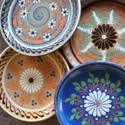 Set of 4 old and artisanal Savoyard plates