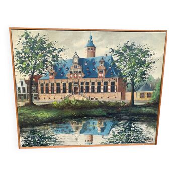Painting monument architecture netherlands signed by Willem Heytman vintage