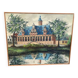 Painting monument architecture netherlands signed by Willem Heytman vintage