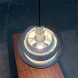 Suspended globe lamp in aluminium and glass in German Space style from the 1960s mid-century by Doria.