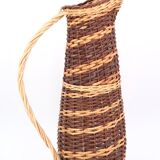 Floor jar vase with wicker handle