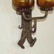 Double Hand Forged Wrought Iron Medieval Style Wall Light with Amber Glass Shade